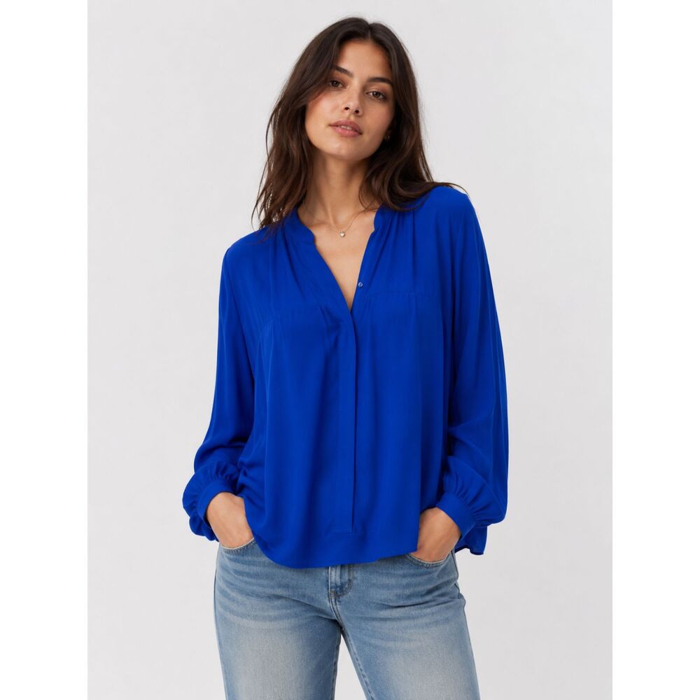 Chico's Vibrant Blue Chiffon Long Sleeve Blouse Business Casual Office